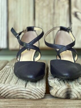 Alex Marie Black Crisscross Pointed-Toe Heels